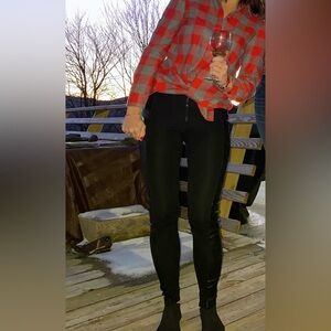 Alice + olivia black pants leggings w leather gorgeous stretch xs 0 $298